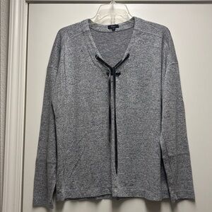 Rails Gray Lace-Up Knit Top Size Medium